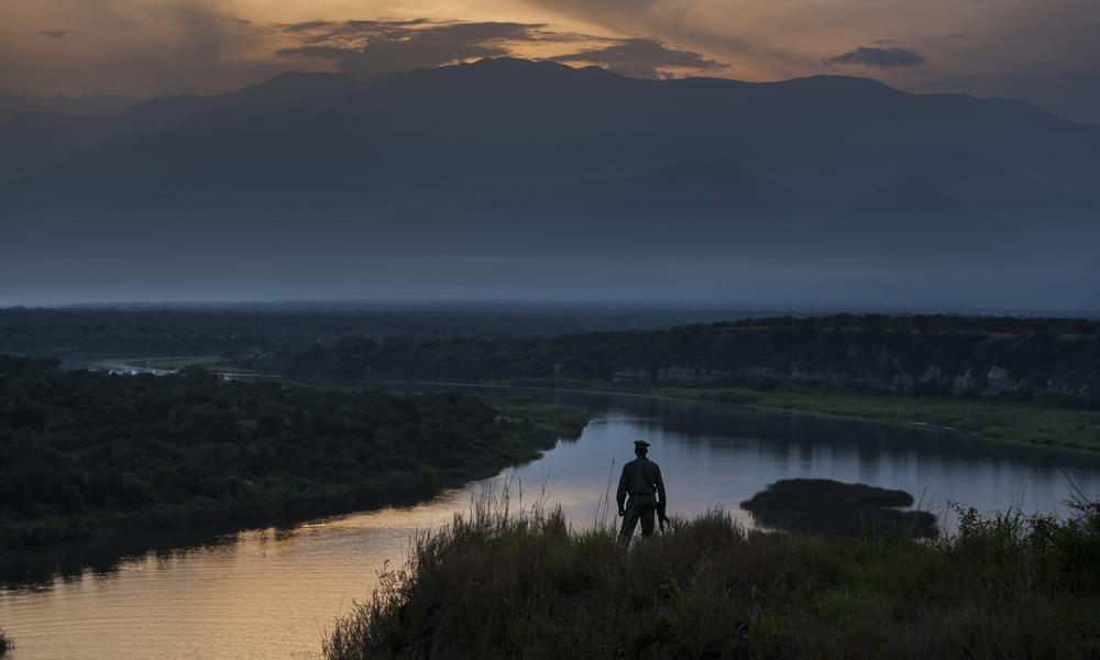 virunga landscape and person
