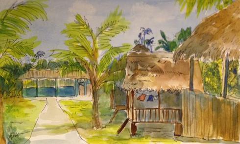 water color of village
