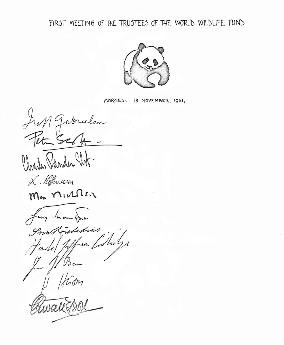 panda logo history evolution board of trustees signatories 1961