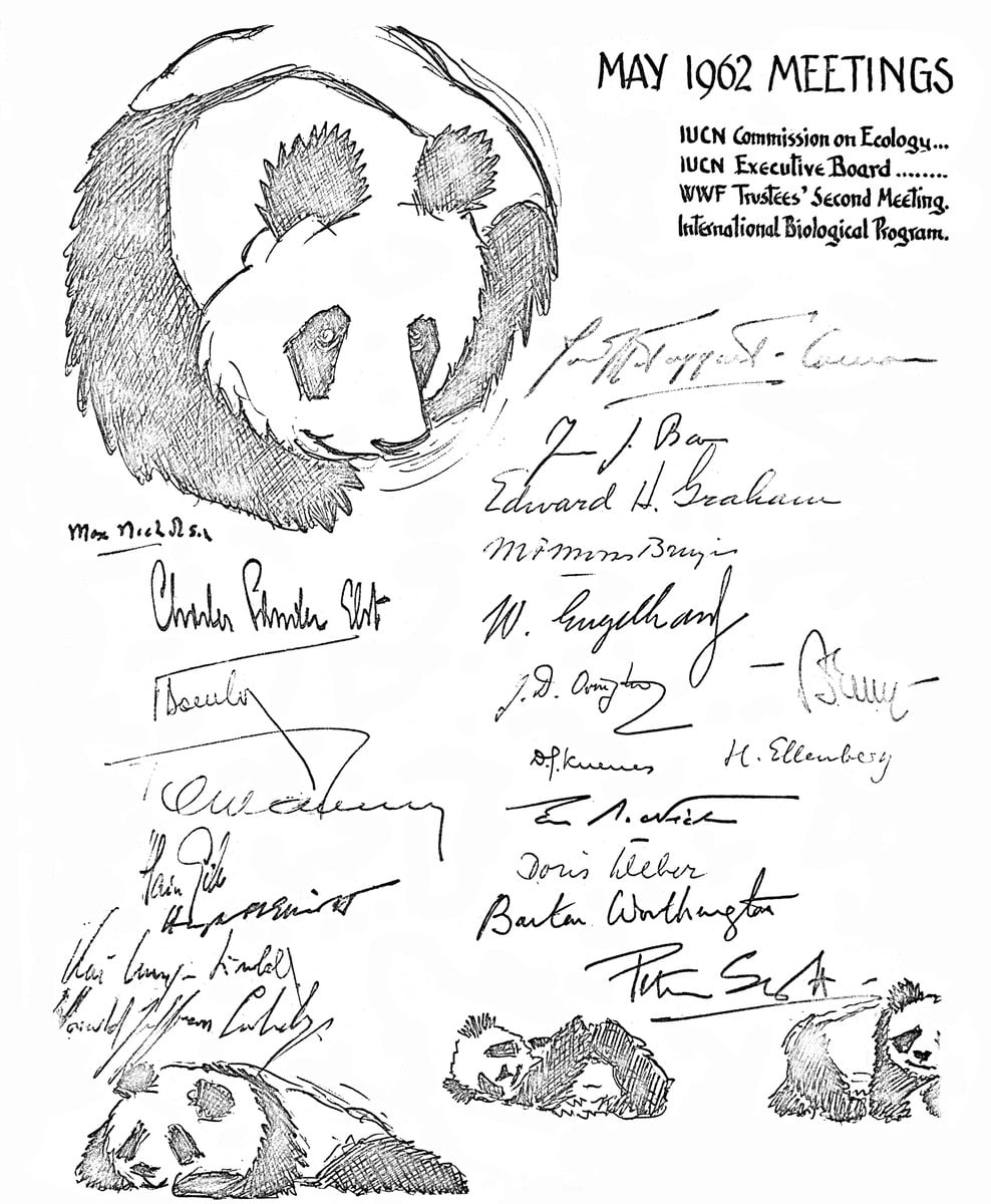 panda logo history evolution 1962 board of trustees meeting signatories