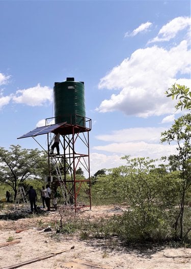 New solar powered water source drilled for the Kapau community in KAZA.