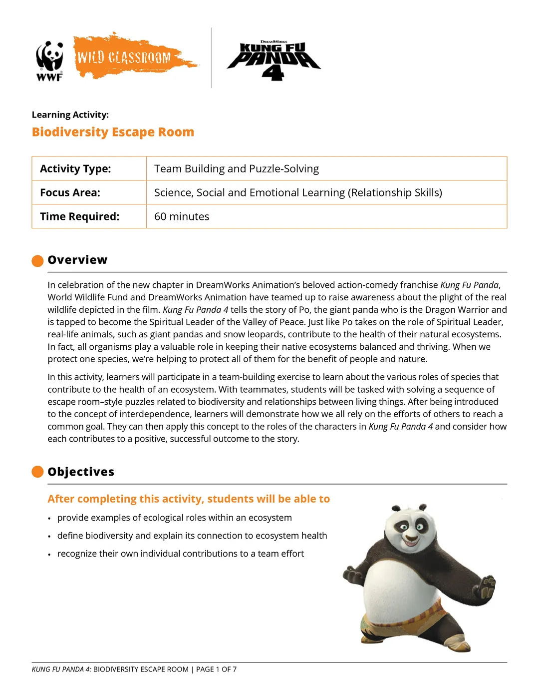Biodiversity Escape Room Kung Fu Panda 4