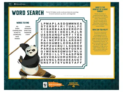 Kung Fu Panda Word Search