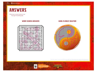 Kung Fu Panda Puzzles Answer Key