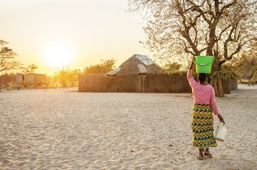 Woman walking in Namibian village