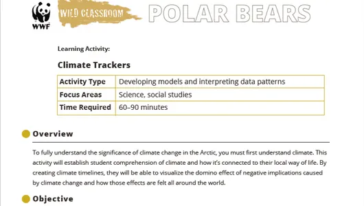 A preview of the first page of Climate trackers activity