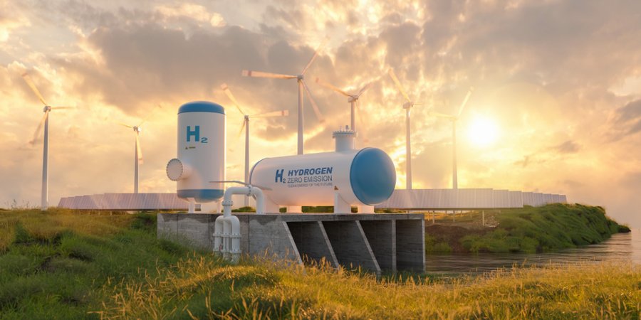 Tanks labeled "hydrogen, zero emission"