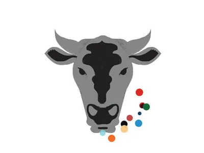 Cow head with colored bubbles