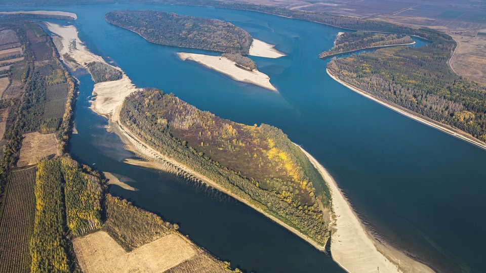 Aerial shot of the Danube River