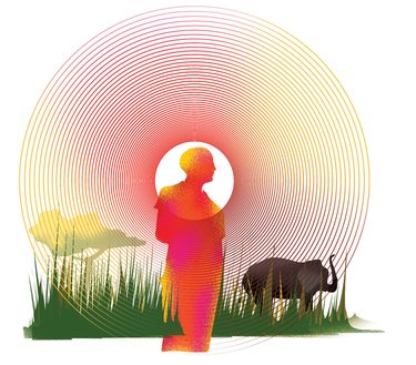 Graphic showing poacher and elephant