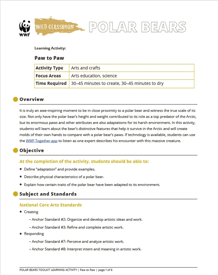 Teaching Tools on Polar Bears and Climate Change | World Wildlife Fund