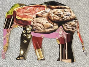 A piece of art crafted with various items.