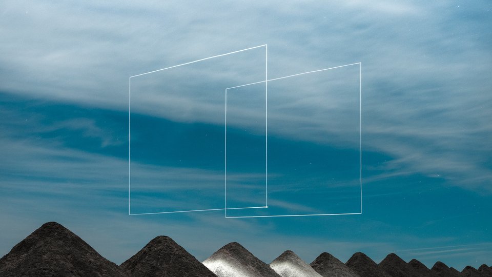Rhombuses over hills landscape