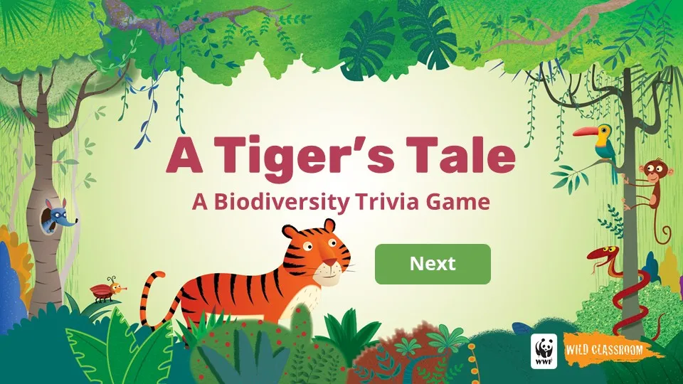 animation of tiger in a tropical forest
