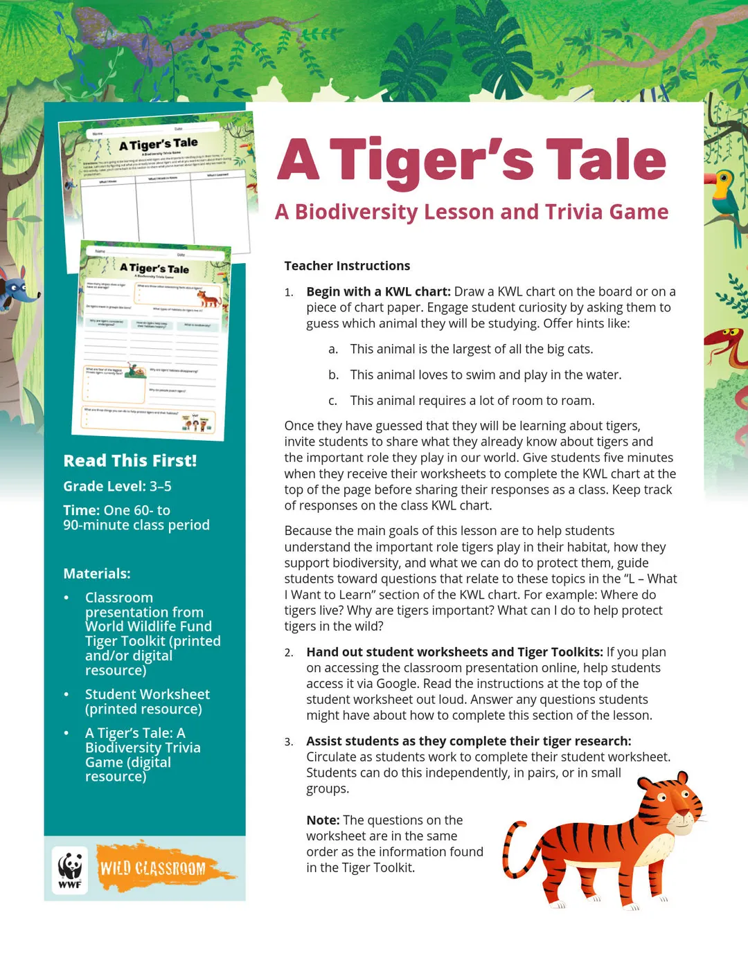 A Tiger's Tale Lesson Plan preview