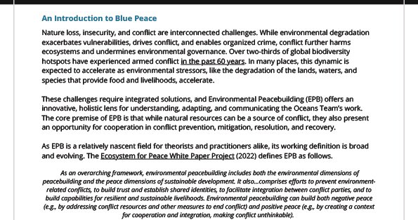 WWF’s Blue Peace Framework for Marine Peacebuilding | WWF