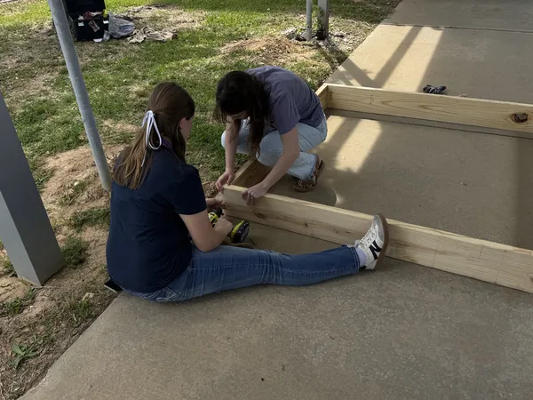 Students build garden bed