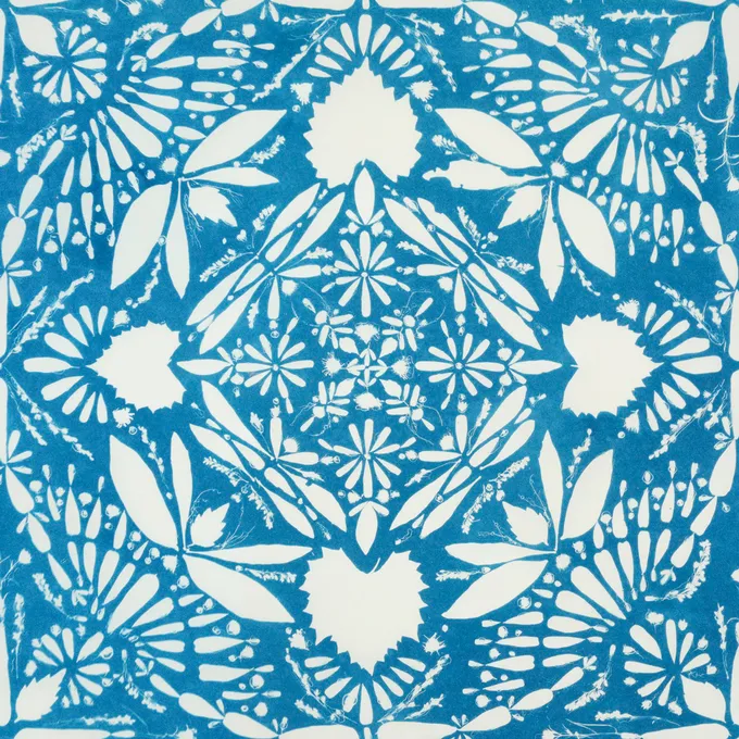 Leaves and petals arranged in a mandala pattern