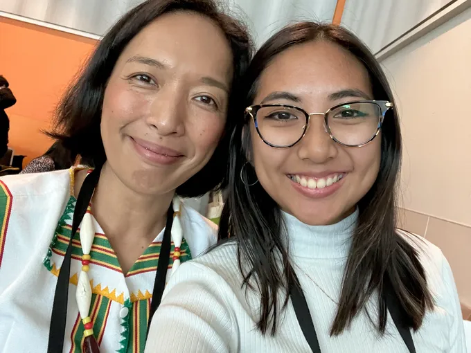 Francesca Edralin and Jing Tauli Corpuz take a selfie together