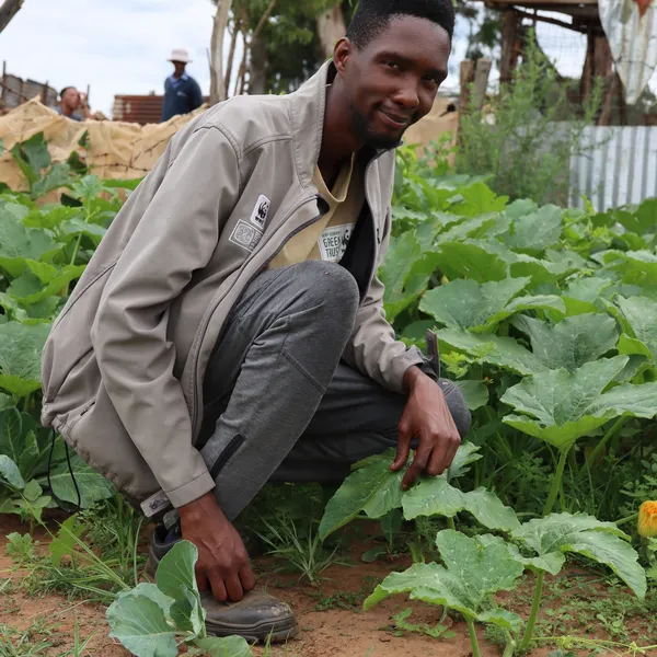 Tukulo “TK” Mtshayelo inside his garden