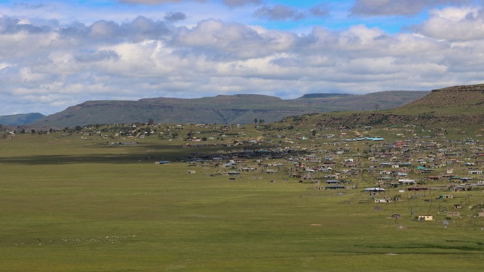 View of Matatiele, a hillside village in rural South Africa