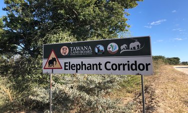 Sign indicating the Tawana Land Board Elephant Corridor