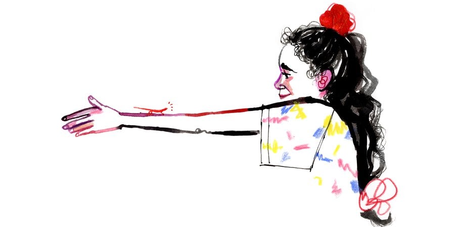 Illustration of young girl with a salamander on her arm