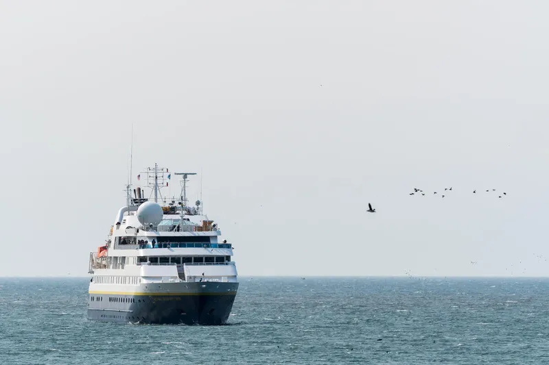 view of a cruise ship on the Bering Sea