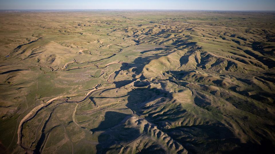 Aerial photo of South Dakota grassland landscape