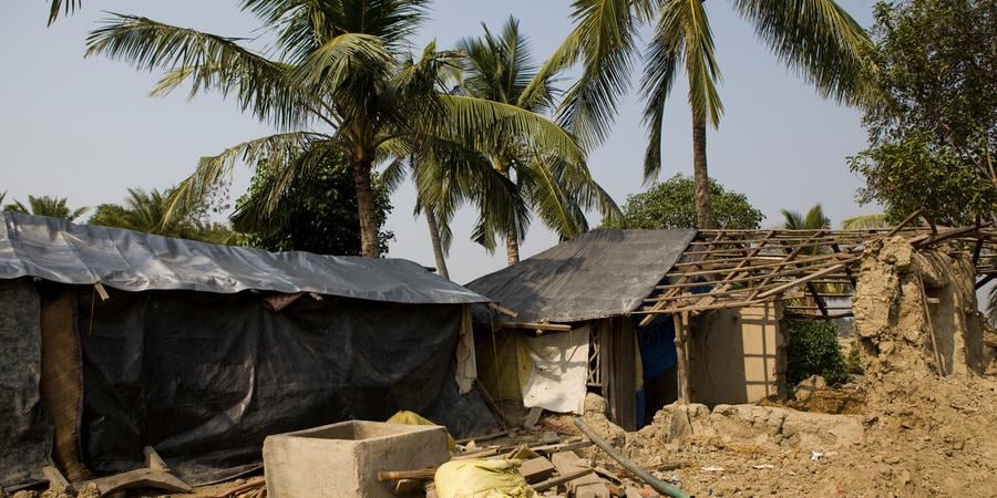 A house damaged by a cyclone.