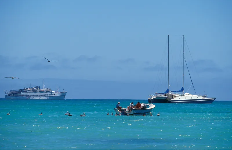 boats near Isabela Island, Galapagos, Ecuador