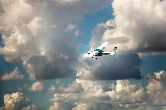 A spotter plane flies in the skies above Botswana tracking collared elephants