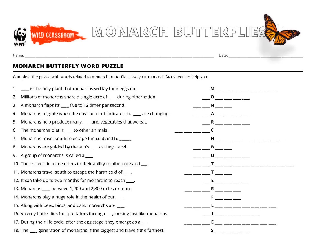 Monarch Word Puzzle