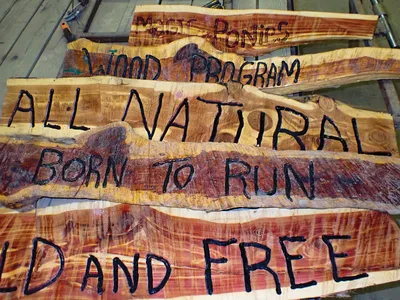 Wooden signs with handmade lettering