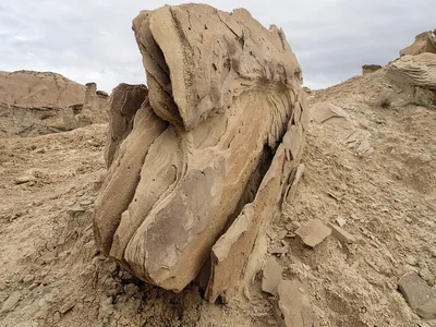 Brown, layered rock formation