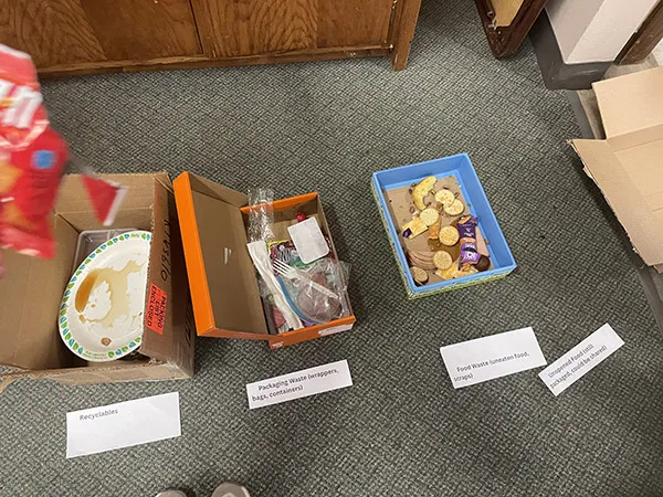 Students participate in food waste audit