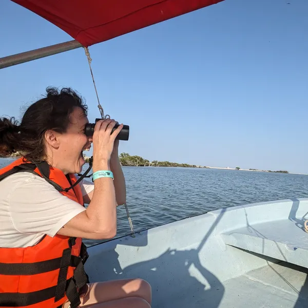 Chaplin-Kramer observes a pelican up close