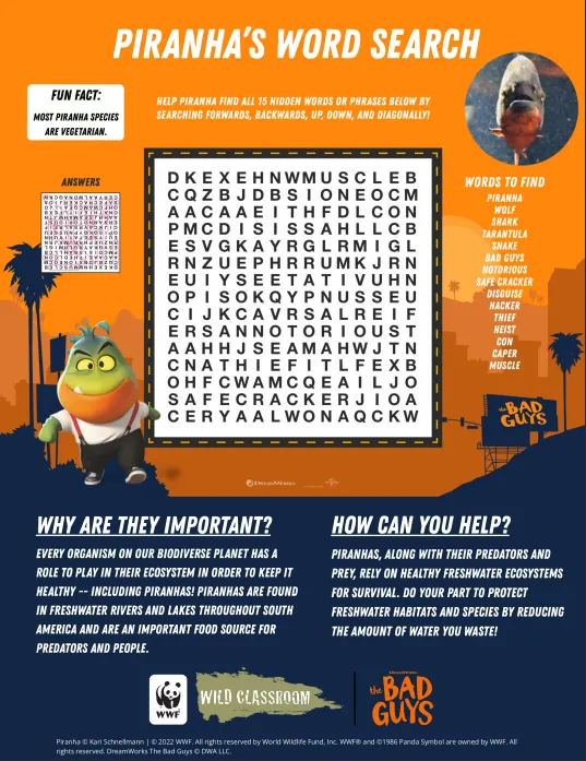 Piranha's Word Search