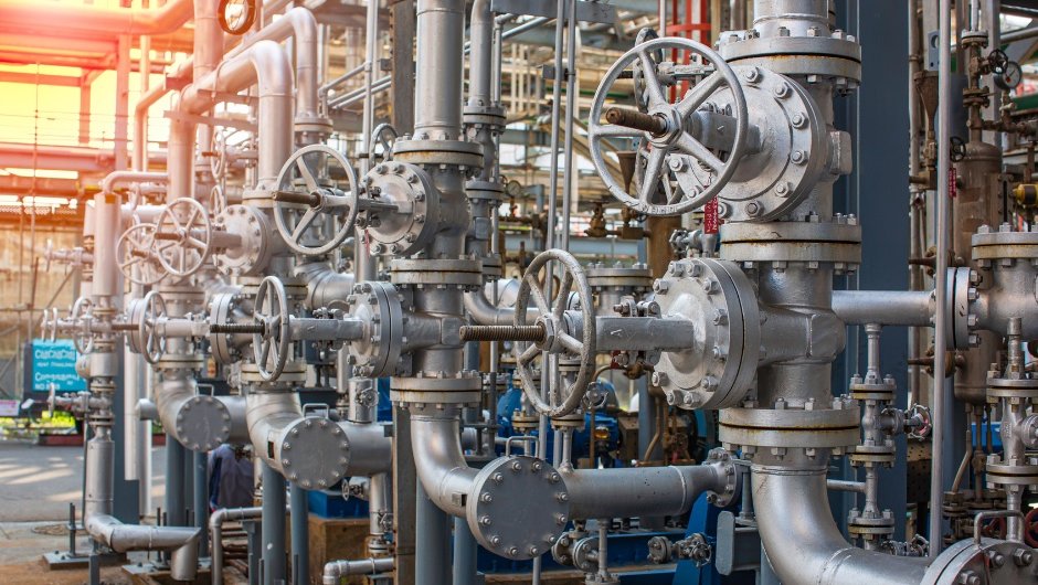 Industrial park with a lot of pipes