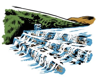 Illustration of a river dam