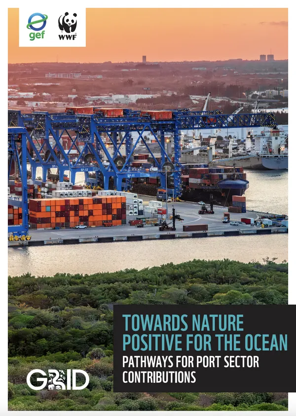 Cover of report with a photo of a port