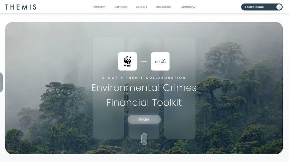 A screenshot of the landing page for the Environmental Crimes Financial Toolkit