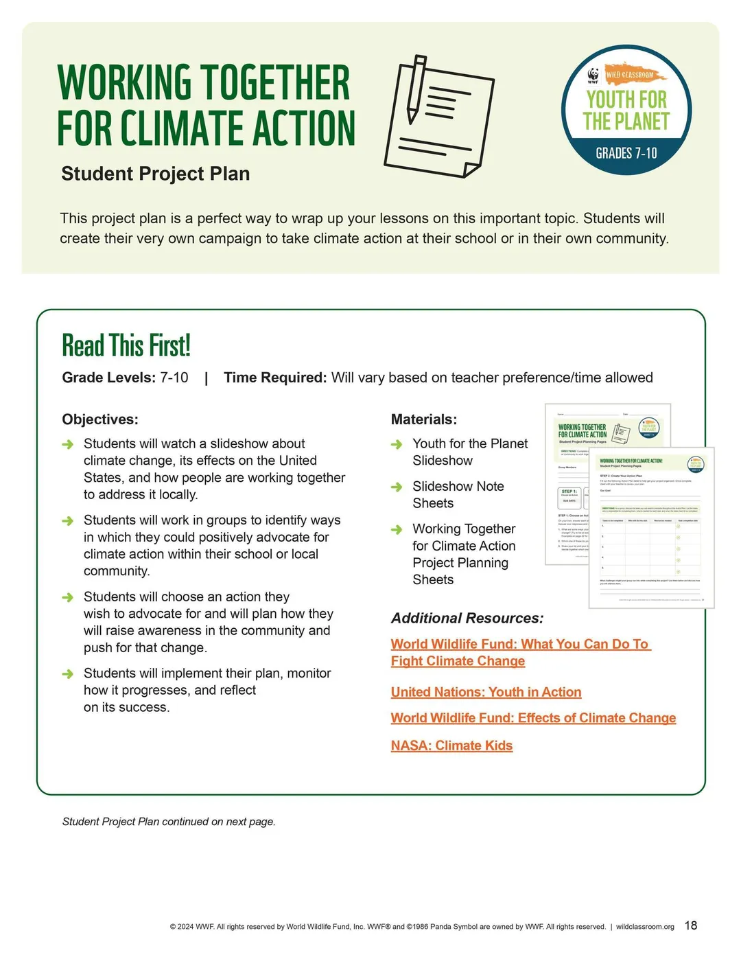 A preview of the first page of the activity