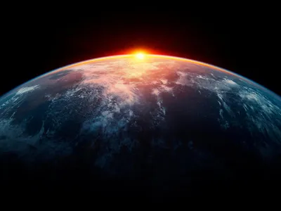Image of sunlight eclipsing planet Earth
