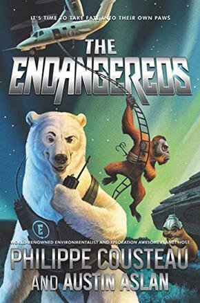 A book cover featuring a cartoon polar bear with a walkie-talkie and an airplane in the background