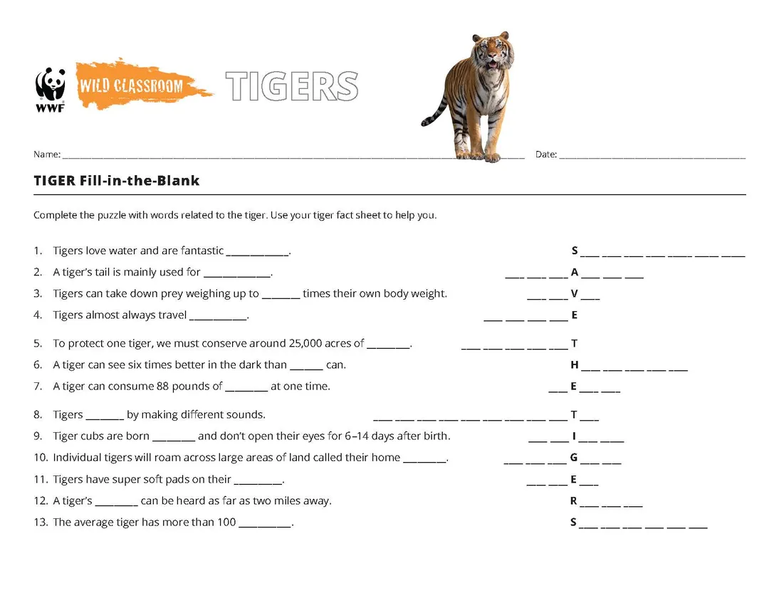 Tiger Word Puzzle