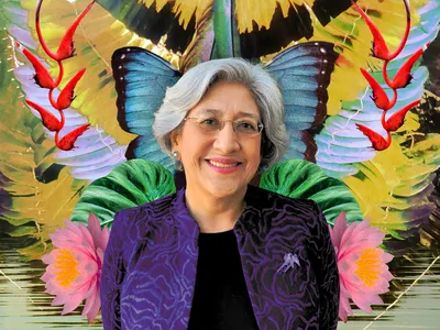 Avecita Chicchon with a colorful background