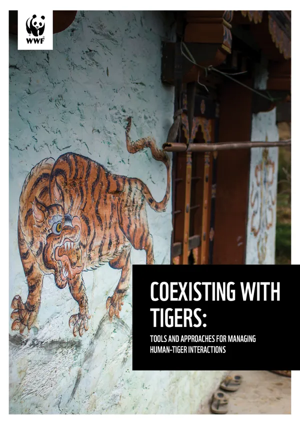 Report cover with tiger drawing on wall