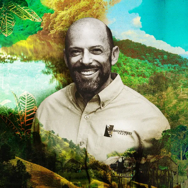 Photo illustration of James Deutsch and natural environment