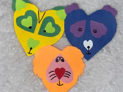 Wild Classroom Arts and Crafts Project - Animals made out of paper hearts